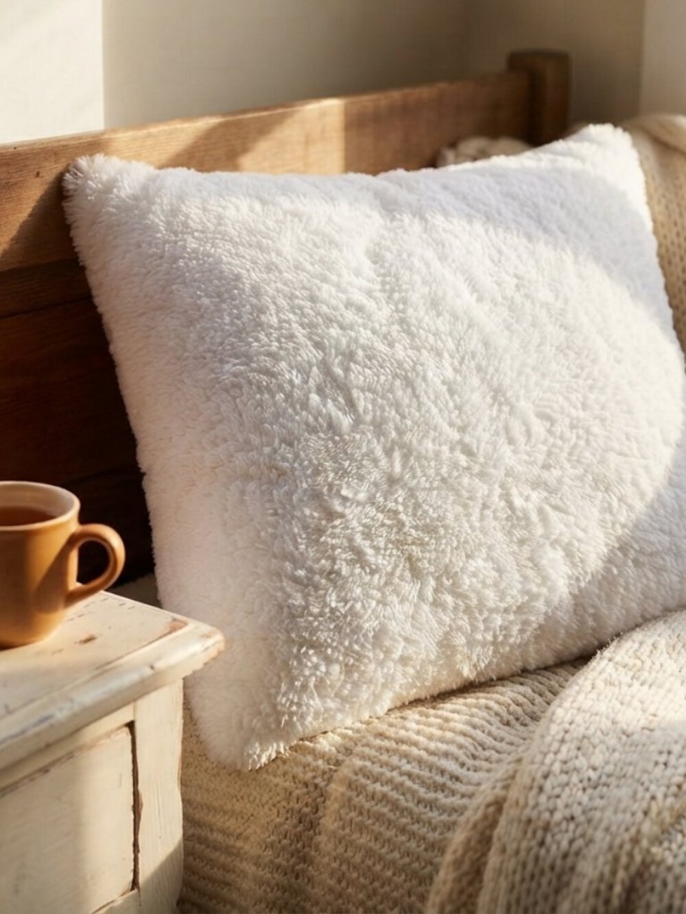 Cozy White Plush Throw Pillow Insert